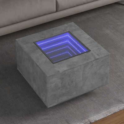 vidaXL Konferenčný stolík+LED, betónový 60x60x40 cm, kompozitné drevo
