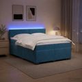 vidaXL Posteľ s boxspringom a matracom a LED Modrá 200 x 200 cm Zamat