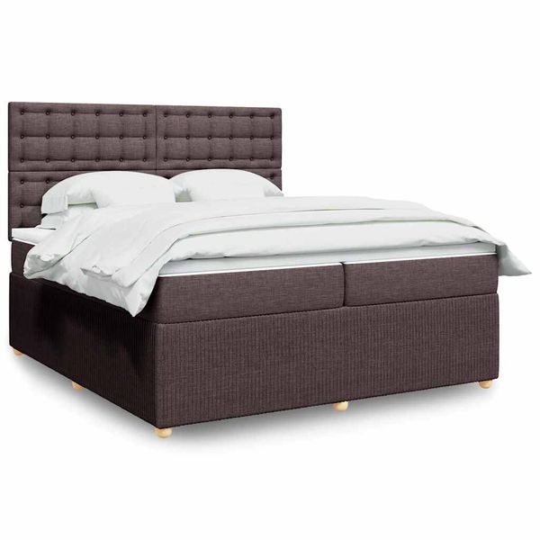 vidaXL Boxspring posteľ s matracom tmavohnedá 200x200 cm látka