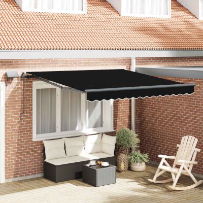 vidaXL Sklopná markíza Čierna 300 x 250 cm Tkanina a hliník