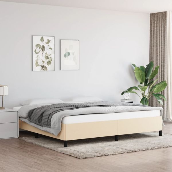 vidaXL Posteľ bez matraca krémová 200x200 cm látka
