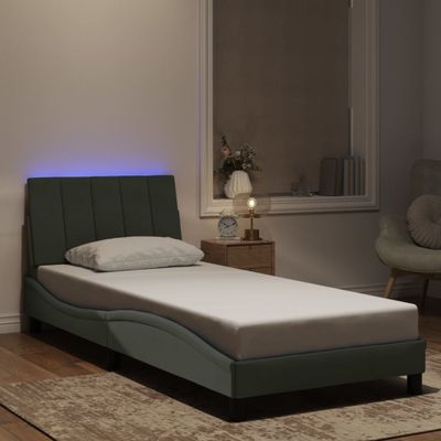 vidaXL Rám postele s LED bez matraca Hankobledosivý 90x190 cm zamat