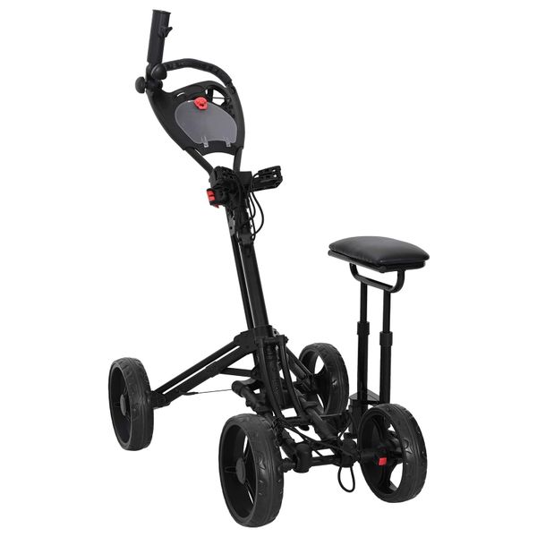 vidaXL Golfový vozík so sedadlom Čierna Hliník Skladací