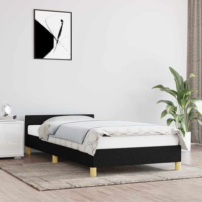 vidaXL Posteľný rám s čelom bez matraca čierny 80x200 cm látka