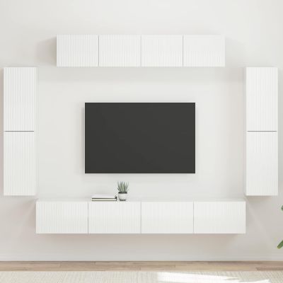 vidaXL TV skrinka 8 pcs Vysoký lesk bielej