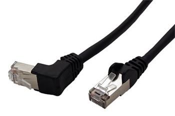 FTP patchkabel kat. 5e, 1 lomený konektor (90°), čierna, 1m