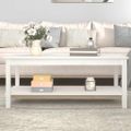 vidaXL Konferenčný stolík biely 110x55x45 cm borovicový masív