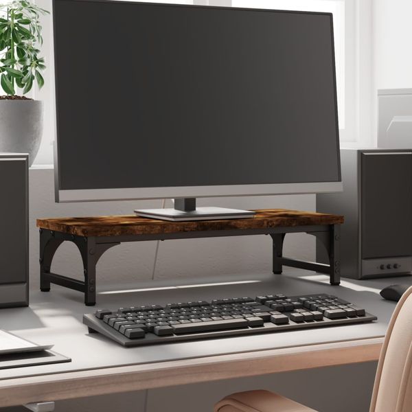 vidaXL Stojan na monitor dymový dub 55x23x14 cm kompozitné drevo