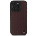 Puzdro Mercedes pre iPhone 16 Pro 6,3" MEHMP16L23RBGVR Hardcase MB Imitácia dreva Koža MagSafe červené