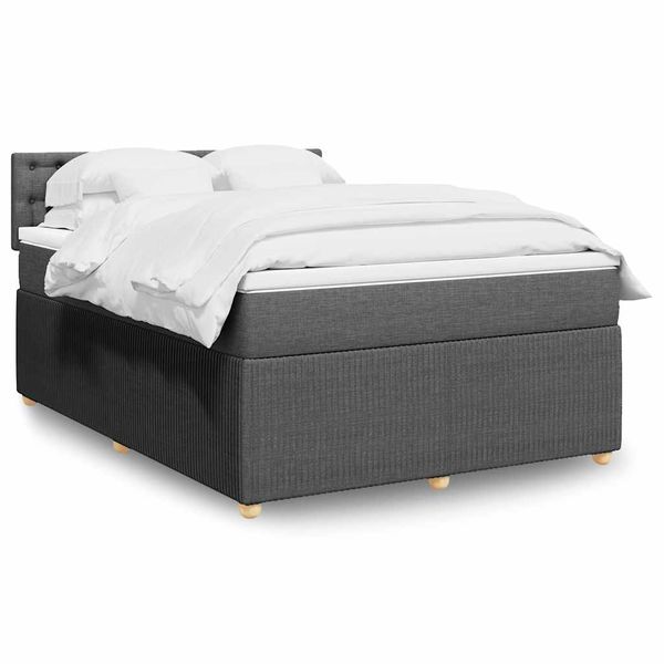 vidaXL Boxspring posteľ s matracom tmavosivá 140x190 cm látka