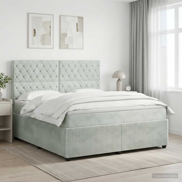 vidaXL Posteľ boxspring s matracom Svetlosivá 140 x 200 cm Zamat