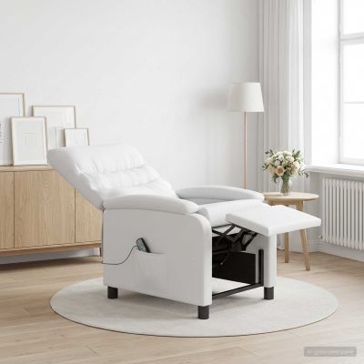 vidaXL Masážne relaxačné kreslo Biela Umelá koža