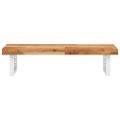 vidaXL Polica pod umývadlo nástenná oceľ a akáciový masív