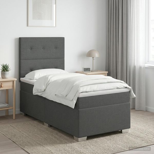 vidaXL Posteľ boxspring s matracom Tmavosivá 80 x 200 cm Látka