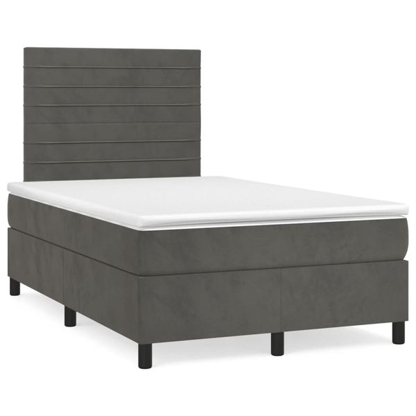 vidaXL Boxspring posteľ s matracom a LED, tmavosivá 120x190 cm, zamat