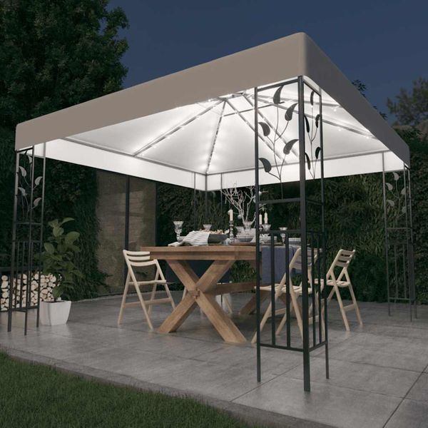 vidaXL Altánok s LED reťazou 3x3 m, biely