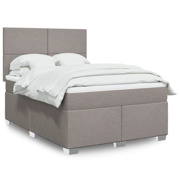 vidaXL Boxspring posteľ s matracom sivohnedý 140x190 cm látka