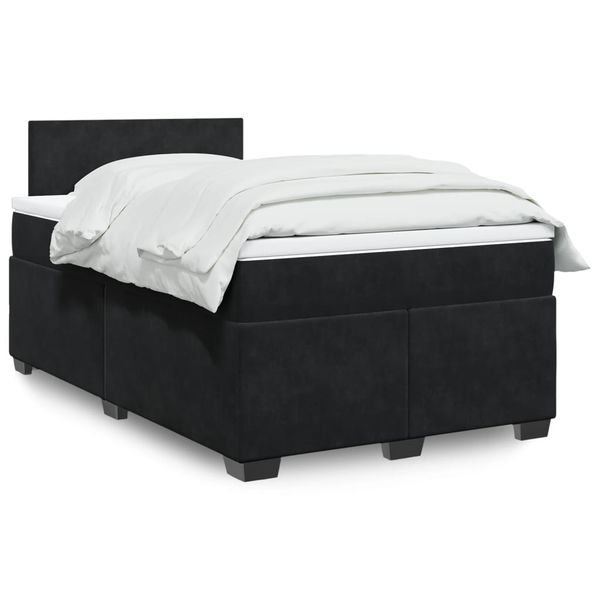 vidaXL Posteľný rám boxspring s matracom čierny 120x200 cm zamat