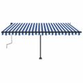 vidaXL Stojaca ručne zaťahovacia markíza 450x300 cm modro-biela