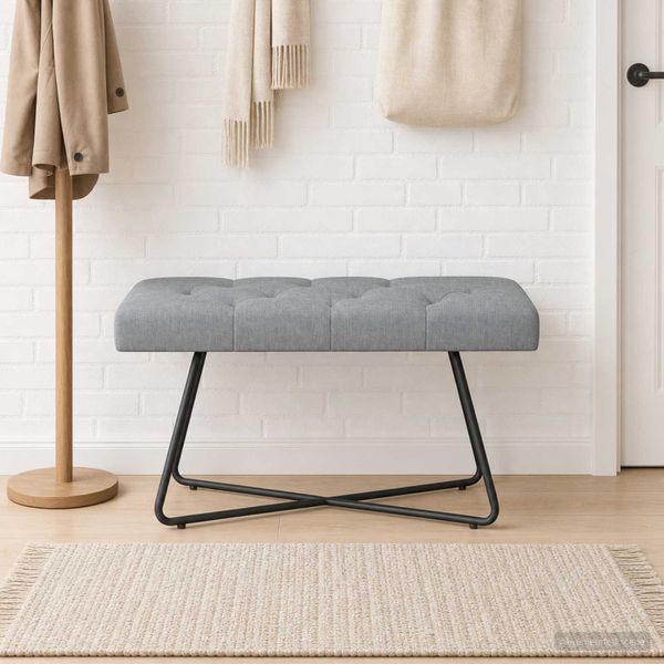 vidaXL Lavica s gombíkovým prešívaním Svetlosivá 80 x 40 x 46 cm Látka