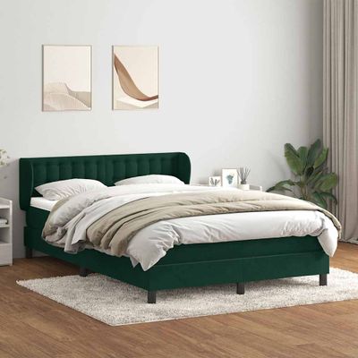 vidaXL Posteľný rám boxsping s matracom tmavozelený 160x220 cm zamat