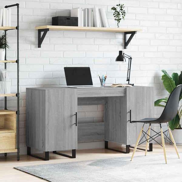 vidaXL Stôl sivý dub sonoma 140x50x75 cm kompozitné drevo