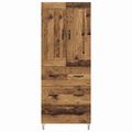vidaXL Highboard Staré drevo 69,5 x 34 x 180 cm Kompozitné drevo