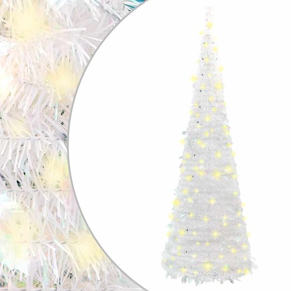 vidaXL Umelý vianočný stromček vyskakovací 200 LED biely 210 cm