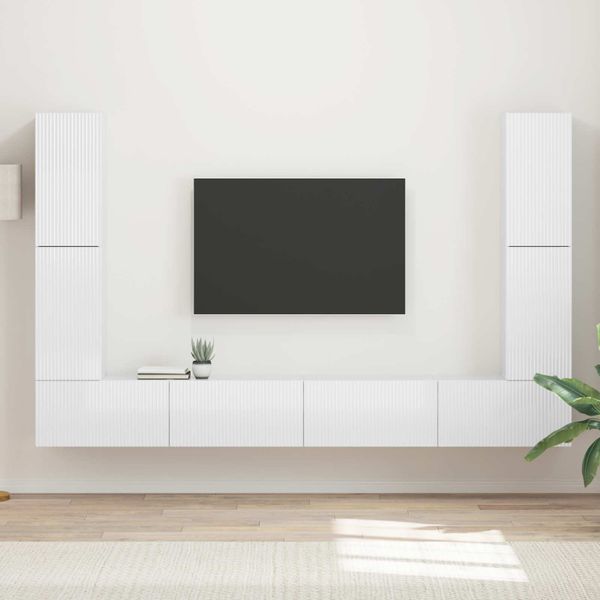 vidaXL Zostava TV skriniek 8 pcs Vysoký lesk bielej Kompozitné drevo