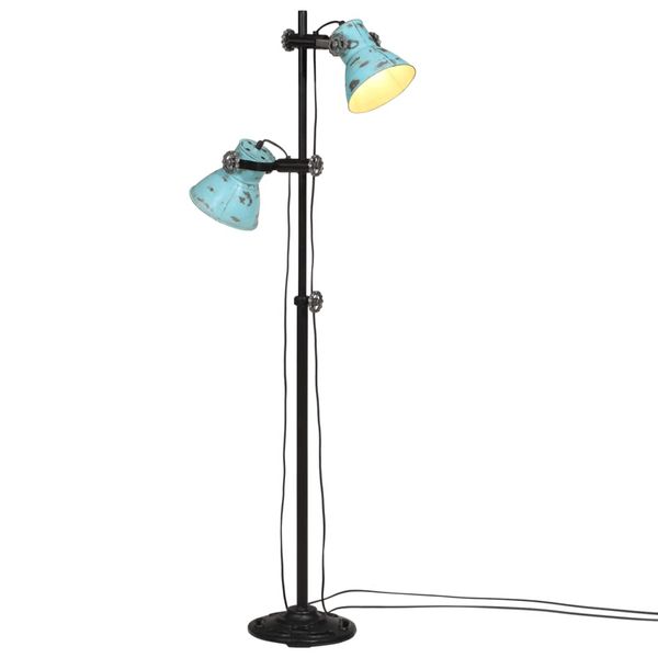 vidaXL Podlahová lampa 25 W šmuhovaná modrá 25x25x90/140 cm E27