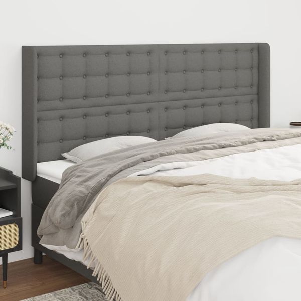 vidaXL Čelo postele so záhybmi tmavosivé 163x16x118/128 cm látka