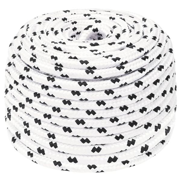 vidaXL Pletené lodné lano biele 6 mm x 25 m polyester