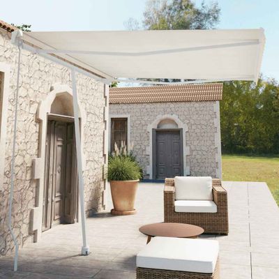 vidaXL Samostatne stojaca ručne zaťahovacia markíza 300x250 cm krémová