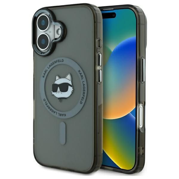 Obal Karl Lagerfeld pre iPhone 16 6,1" KLHMP16SHLSCHK čierny Hard IML Metal Choupette Head MagSafe