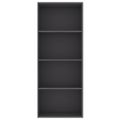 vidaXL Knižnica so 4 policami, sivá 60x30x151,5 cm, drevotrieska
