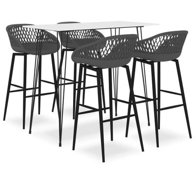vidaXL 5-dielna barová súprava biela a sivá