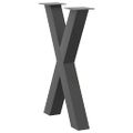 vidaXL Nohy k jedálenskému stolu v tvare X, 2 ks, antracitové, 60 x (72-73) cm, oceľ