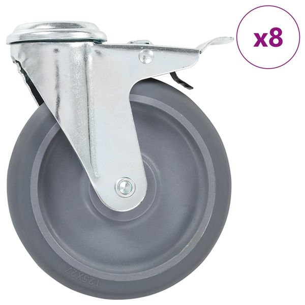 vidaXL Otočné kolieska s otvorom na skrutku 8 ks 125 mm