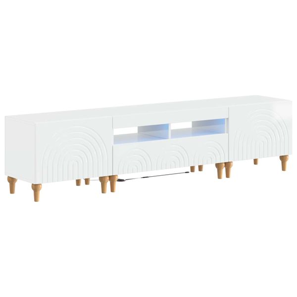 vidaXL 3-dielny LED TV stolík Biela s vysokým leskom Kompozitné drevo