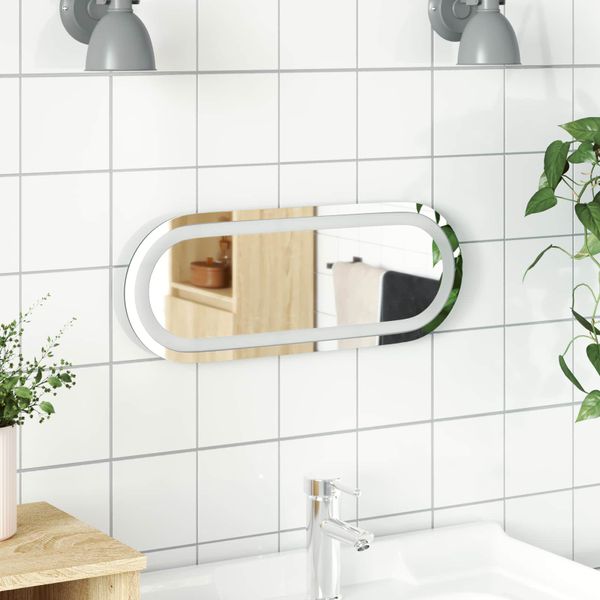 vidaXL Zrkadlo do kúpeľne s LED Priehľadná 40 x 15 cm tvrdené sklo