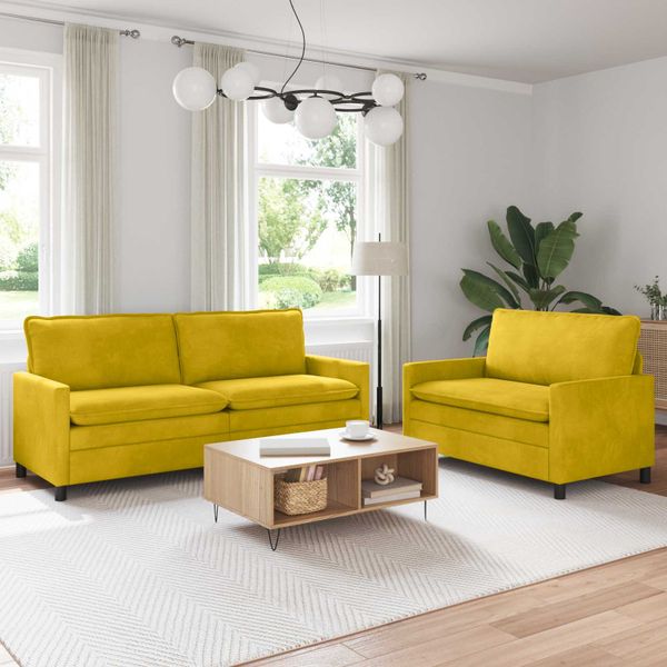 vidaXL Sada pohoviek 2 pcs Žltá Zamat