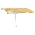vidaXL Voľne stojaca ručne zaťahovacia markíza 450x350 cm, žlto biela