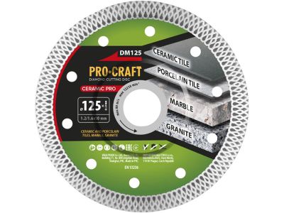 Diamantový rezný kotúč 125 mm PROCRAFT DM125 Ceramic PRO