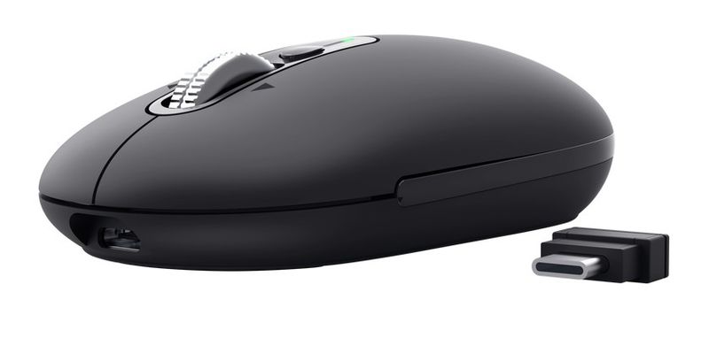 Trust Seron Slim/Kancelárska/Optická/3 200 DPI/USB+BT/Čierna