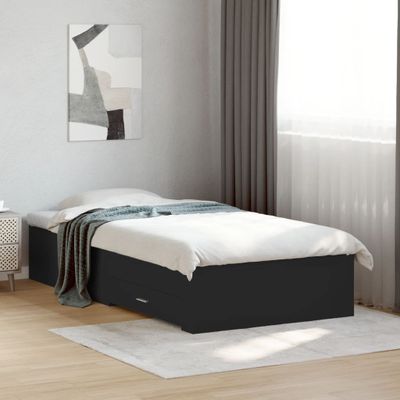 vidaXL Posteľný rám so zásuvkami čierny 100x200 cm kompozitné drevo
