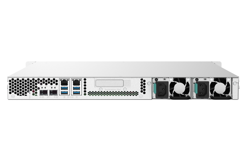 QNAP TS-432PXU-RP-2G (1,7GHz / 2GB RAM / 4x SATA / 2x 2,5GbE / 2x 10GbE SFP+ / 4x USB 3.2/ 2x zdroj) NAS, 4× 3,5" SATA, ARM Cortex-A57 1,7 GHz, 2 GB DDR4, 2× 10GbE SFP+, 2× 2,5GbE, PCIe Gen 2, redundantní napájení, 1U rack