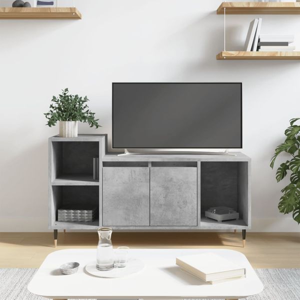 vidaXL TV skrinka betónová sivá 100x35x55 cm spracované drevo