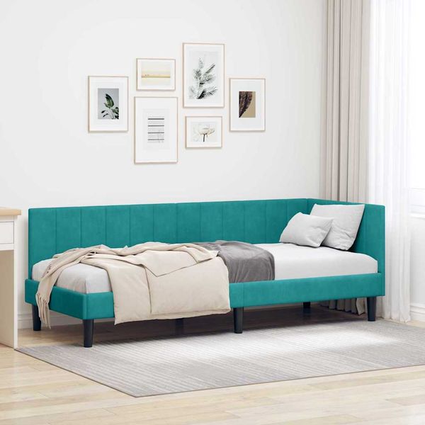 vidaXL Rohový rám postele Tyrkysová 80 cm x 200 cm Zamat
