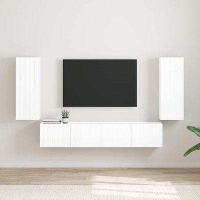 vidaXL TV nástenná skriňa Nástenný 2 pcs Lesklá biela 30 x 31 x 80 cm