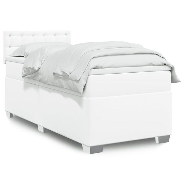vidaXL Boxspring posteľ s matracom biela 80x200 cm umelá koža